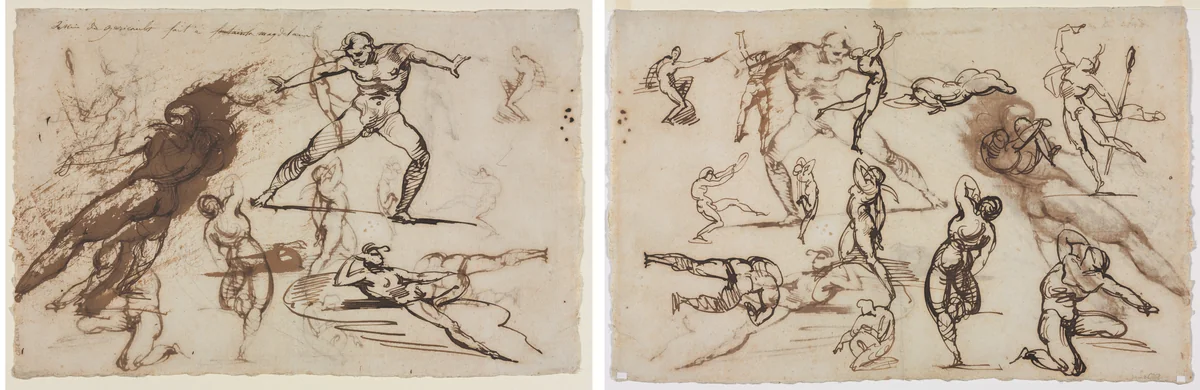 Sheet of Sketches (recto and verso) by Théodore Géricault, drawing, 1819