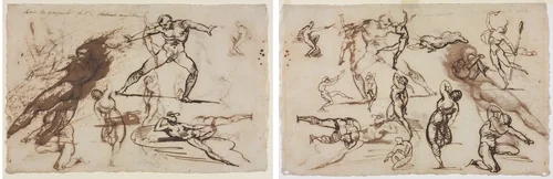 Sheet of Sketches (recto and verso) by Théodore Géricault, drawing, 1819