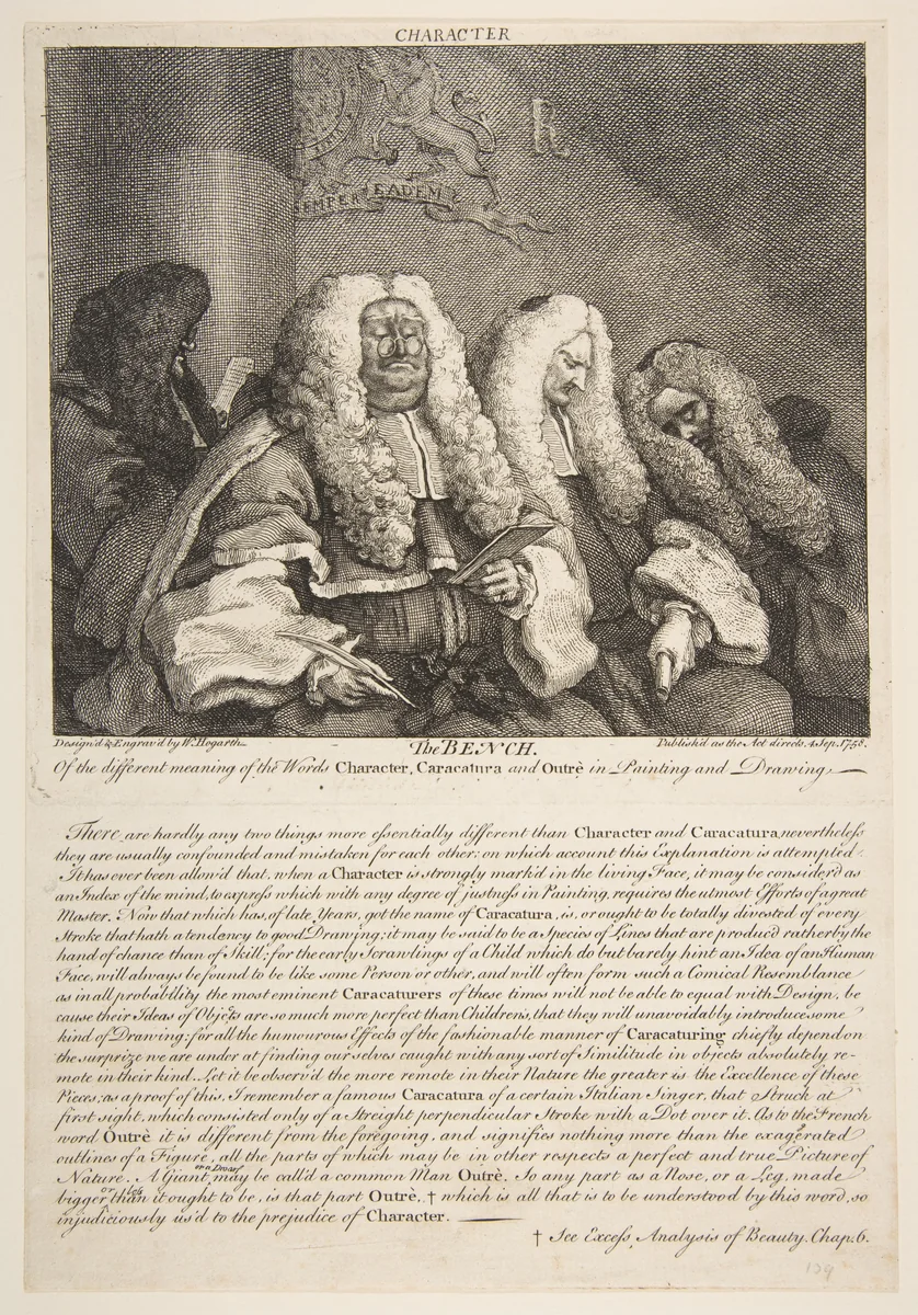 The Bench by William Hogarth, print, 1758