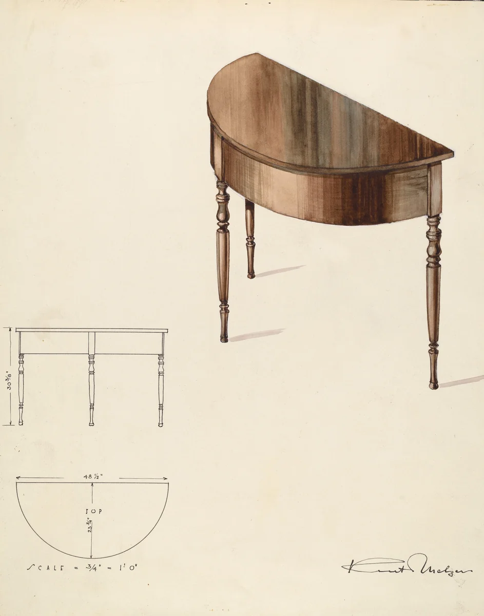 Bishop Hill: Table by Kurt Melzer, index of american design, 1936