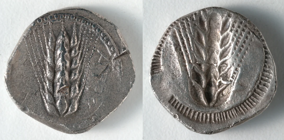 Stater: Barley (obverse); Barley, Incuse (reverse) by Unknown, metalwork, -535--505