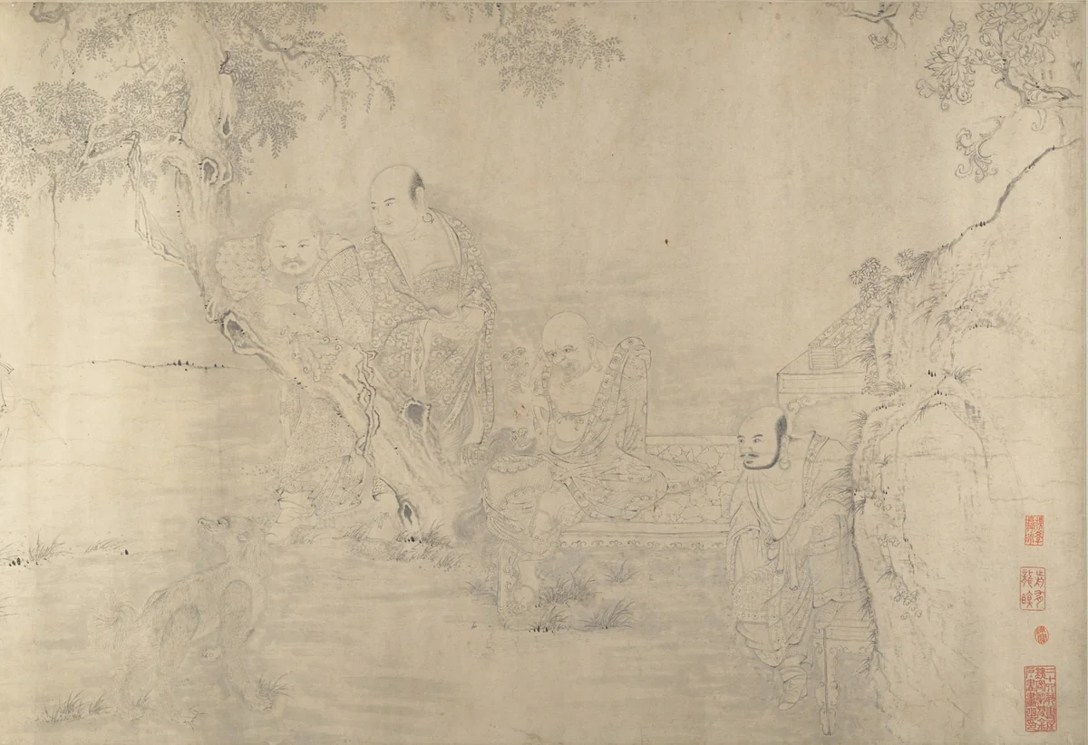 (Copy after) The Sixteen Luohans by Shitao, painting, 1800-1913