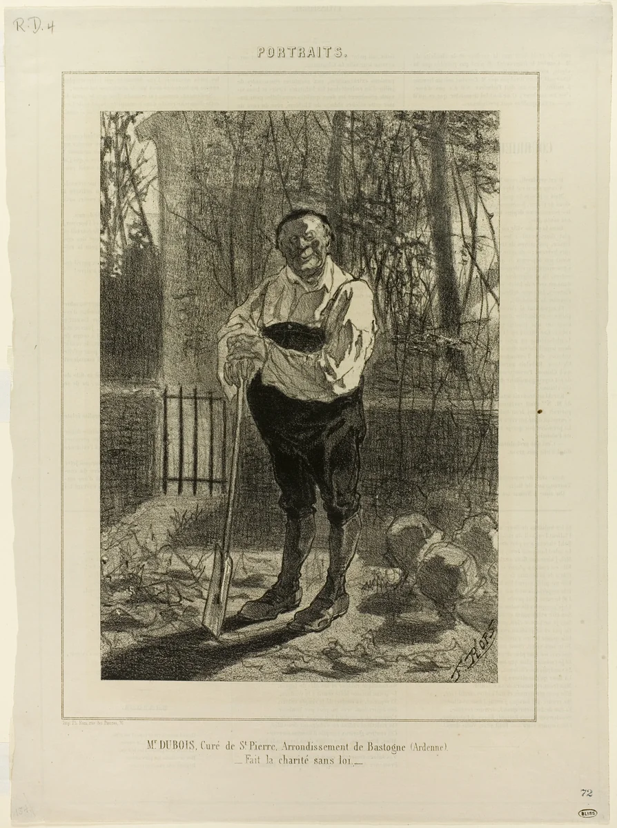 Portrait of Monsieur Dubois, curate of St. Pierre... by Félicien Rops, print, 1857