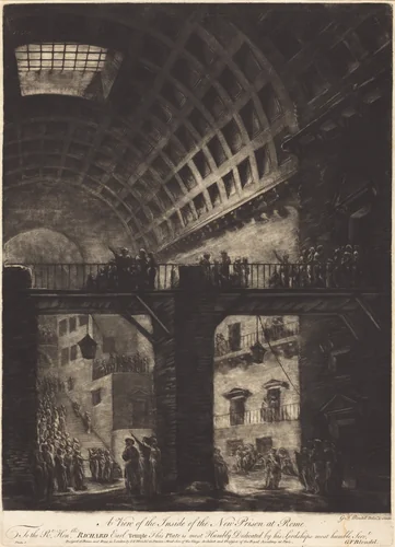 A View of the Inside of the New Prison at Rome by Georges François Blondel, print, 1730-1791