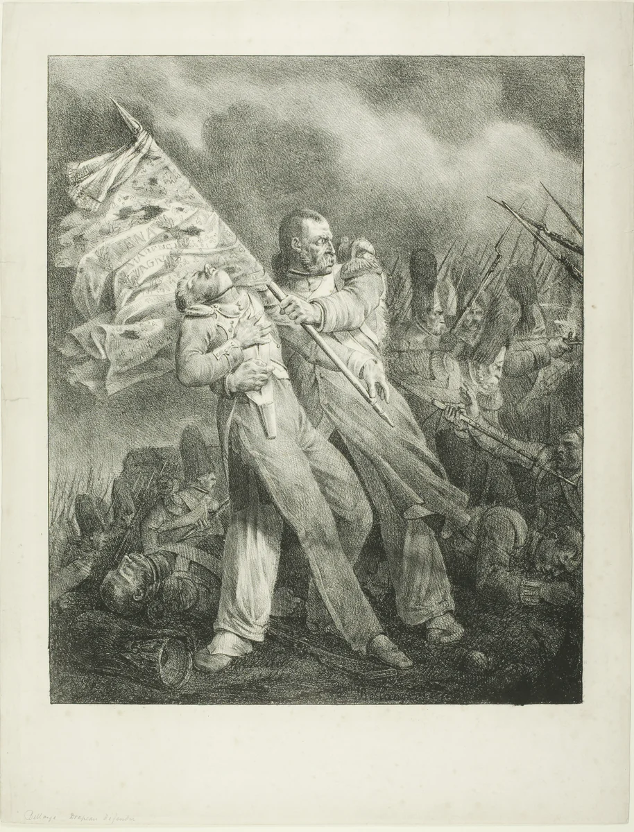 The Wounded Standard-Bearer by Hippolyte Bellangé, print, 1823-1835