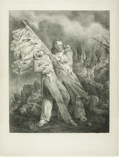 The Wounded Standard-Bearer by Hippolyte Bellangé, print, 1823-1835