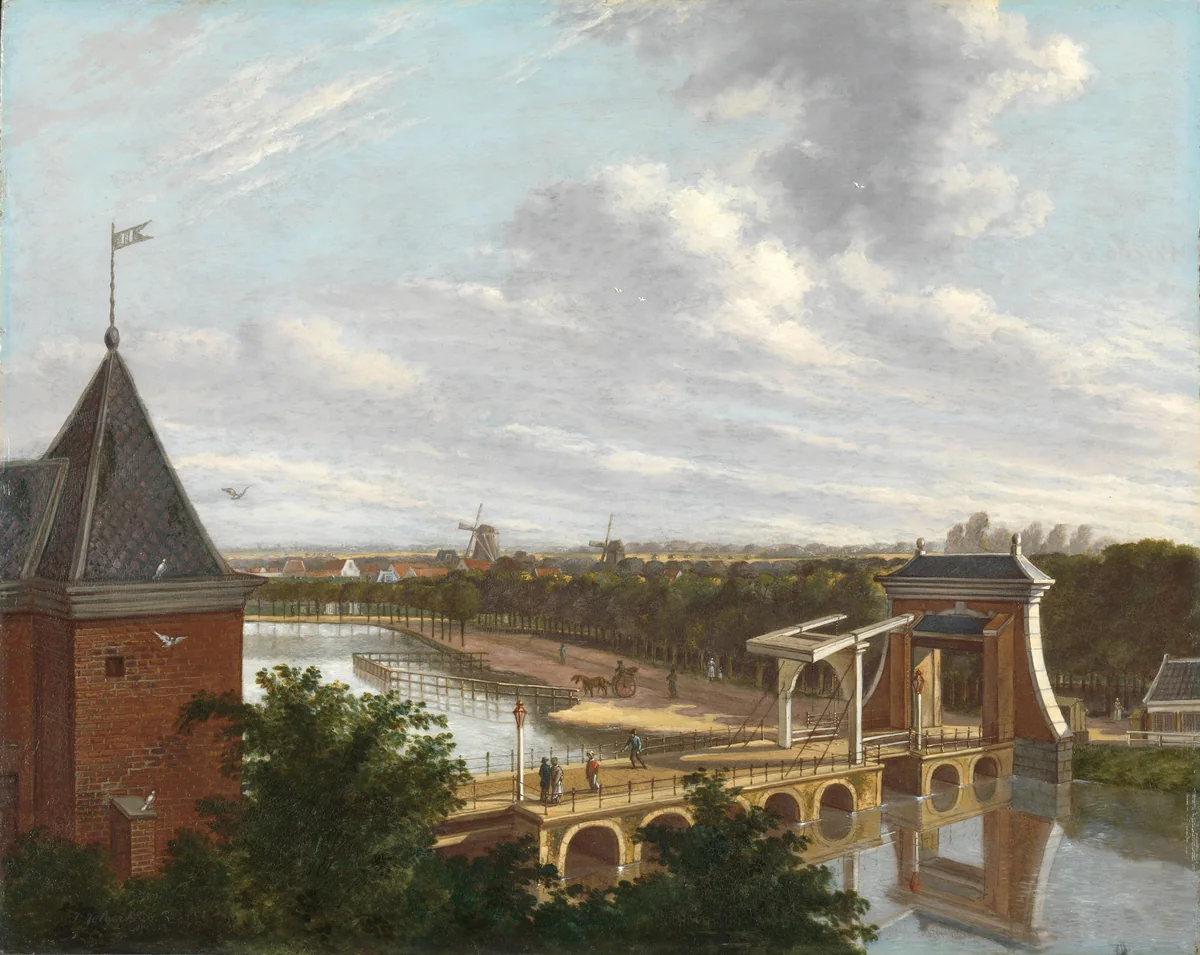 The Amsterdam Outer Canal near the Leidsepoort Seen from the Theatre by Johannes Jelgerhuis, painting, 1813