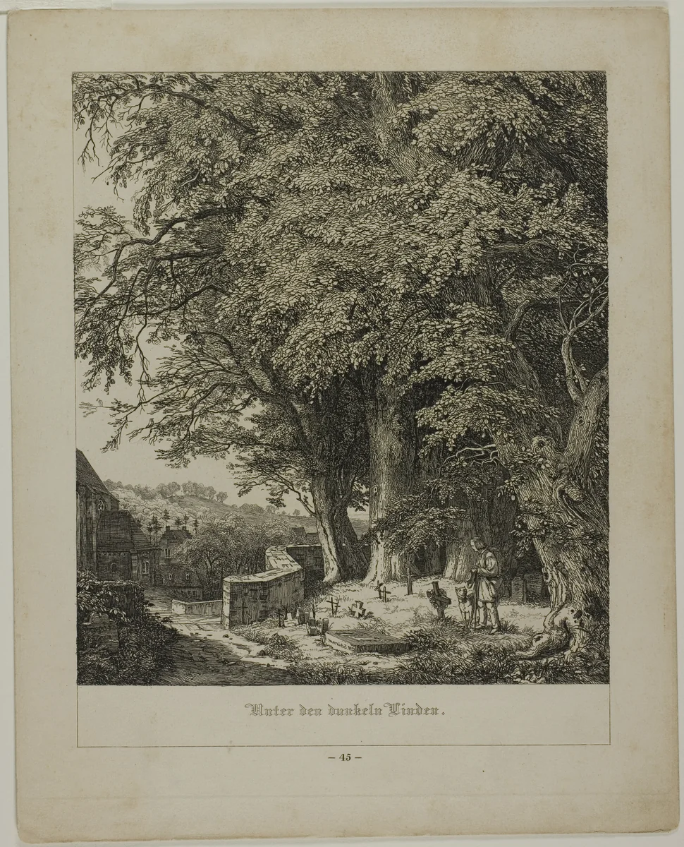 Under the Shady Linden Tree by Johann Wilhelm Schirmer, print, 1838
