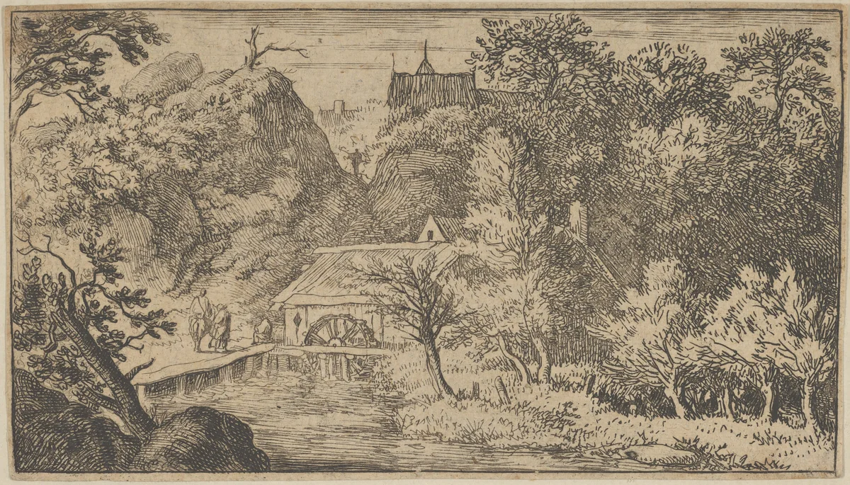 The Watermill at the Foot of the Mountain by Allart van Everdingen, print, 1621-1675