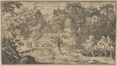 The Watermill at the Foot of the Mountain by Allart van Everdingen, print, 1621-1675