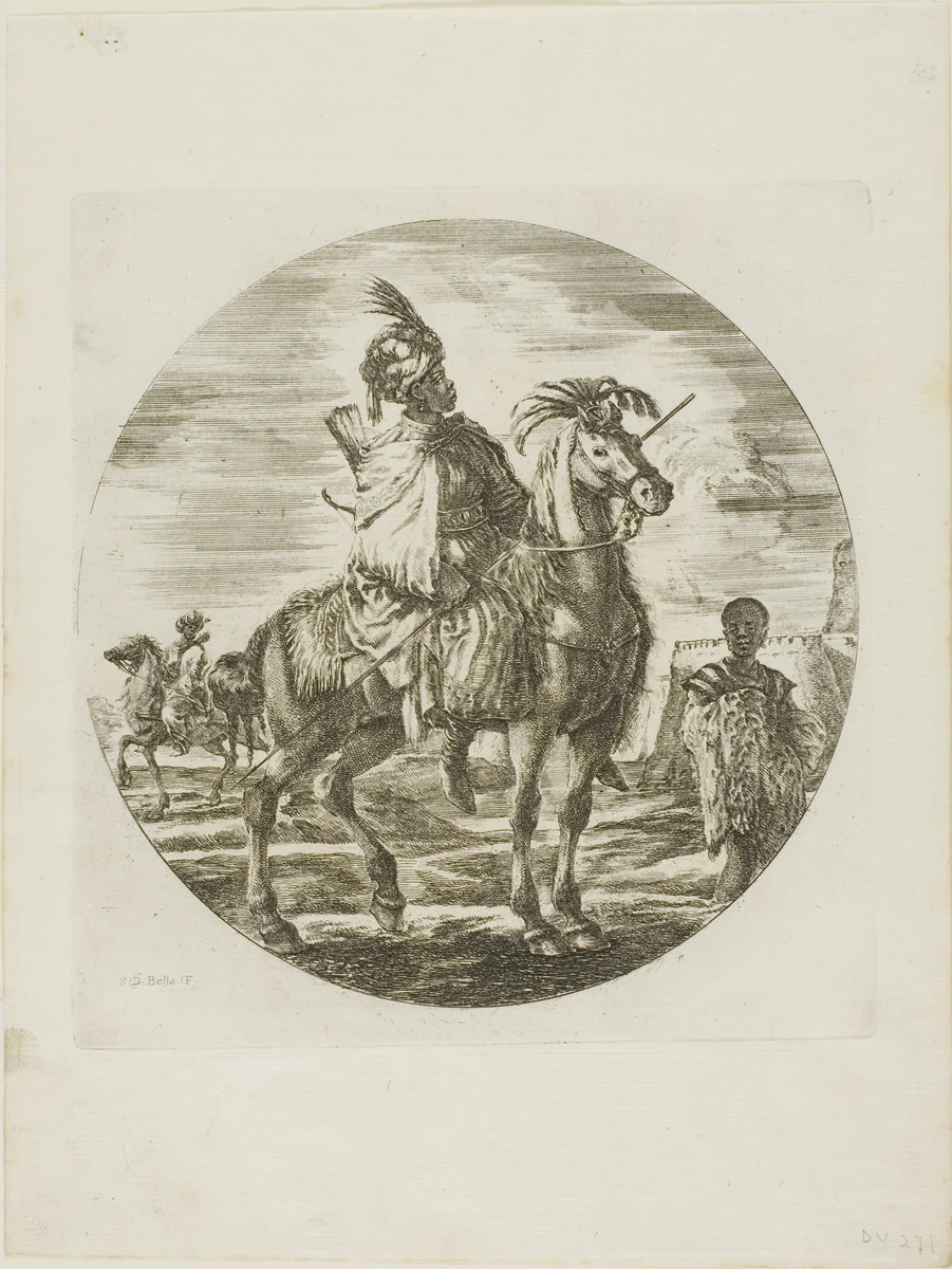 Black Horseman by Stefano della Bella, print, 1646-1656