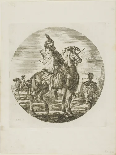 Black Horseman by Stefano della Bella, print, 1646-1656