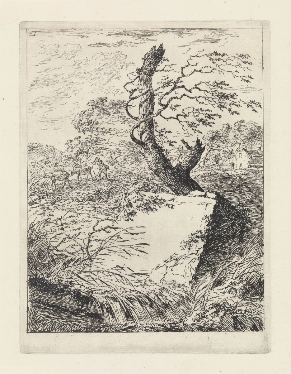 Steen bij een boom by Gerard van Nijmegen, print, 1790