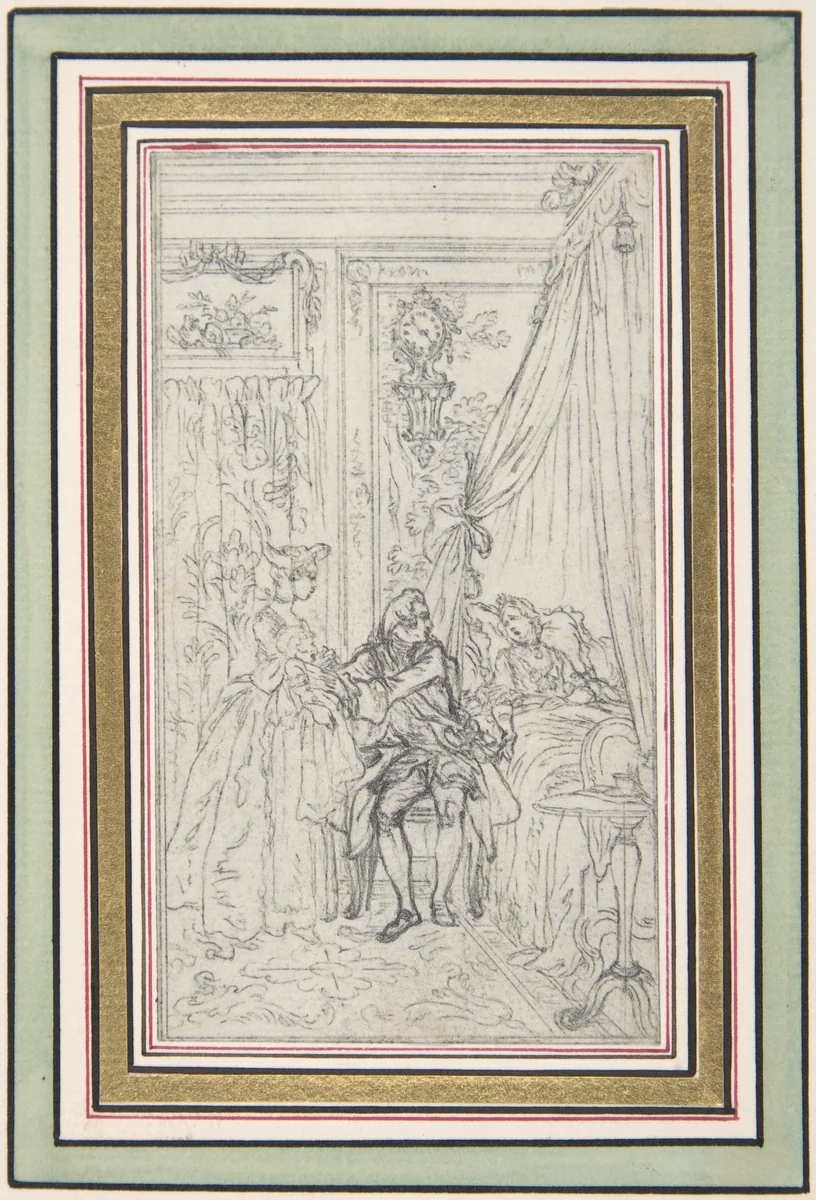 Study for a frontispiece for "Histoire de Miss Jenny" by Hubert François Gravelot, drawing, 1710-1773