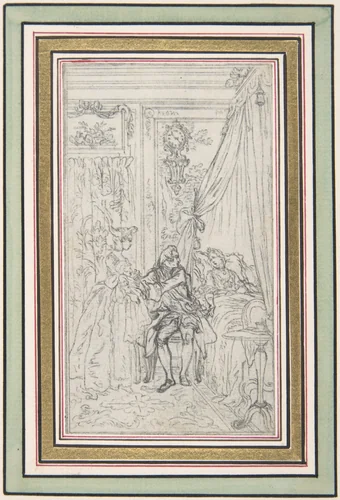 Study for a frontispiece for "Histoire de Miss Jenny" by Hubert François Gravelot, drawing, 1710-1773