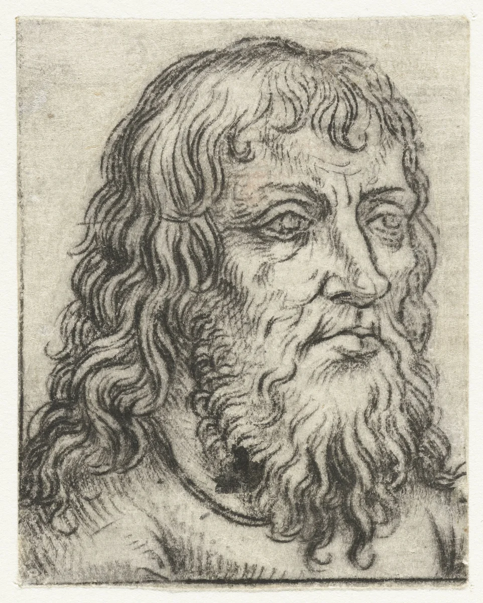 Hoofd van een oude man by Meester van het Amsterdamse Kabinet, print, 1485-1490