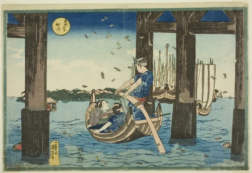 Tsukuda Island (Tsukudajima), from the series "Famous Places in the Eastern Capital (Toto meisho)" by Utagawa Kuniyoshi (歌川國芳), print, 1827-1838