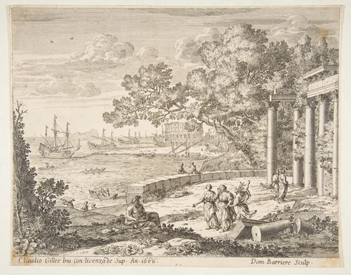 Landscape with Mercury by Claude Lorrain, print, 1668