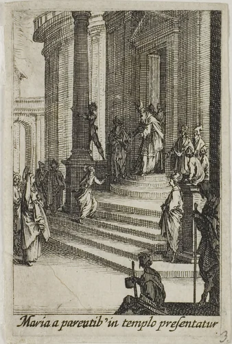 The Virgin Mary Presented at the Temple, from The Life of the Virgin by Jacques Callot, print, 1612-1635
