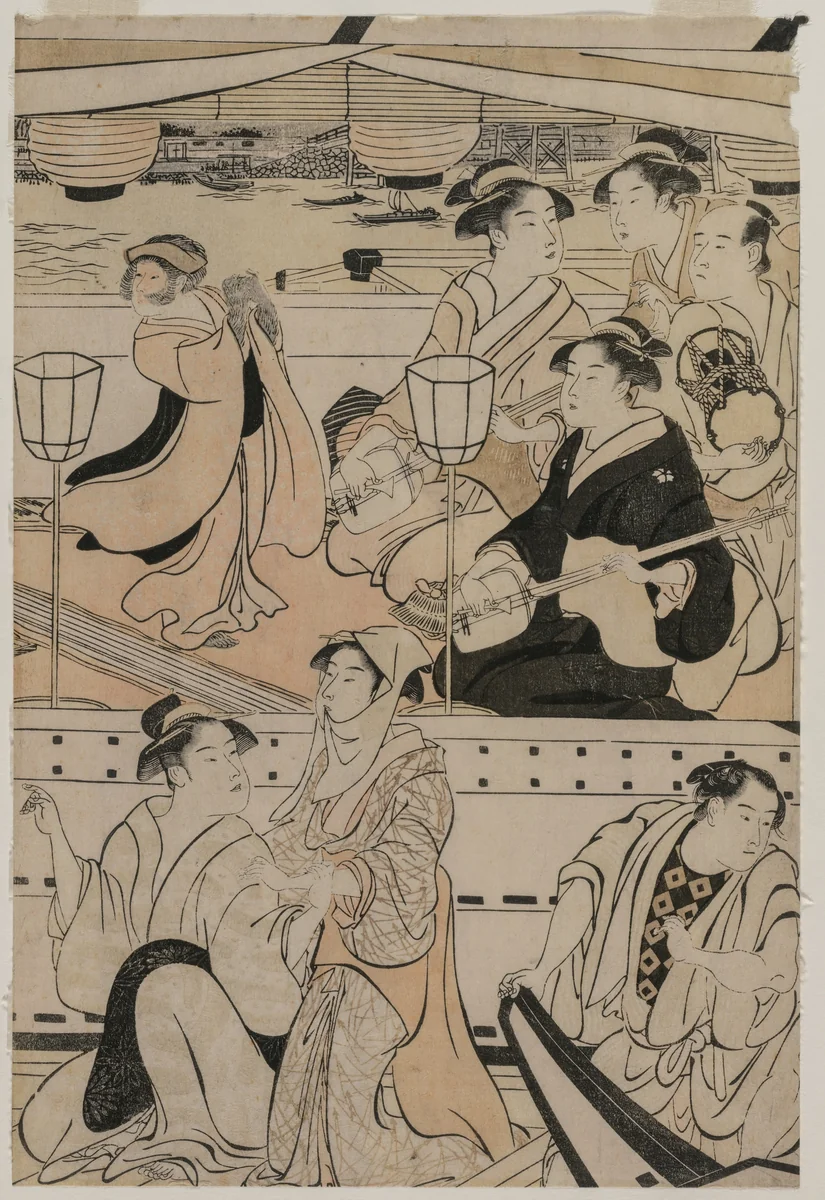Boating Party on the Sumida River by Torii Kiyonaga (鳥居清長), print, 1789