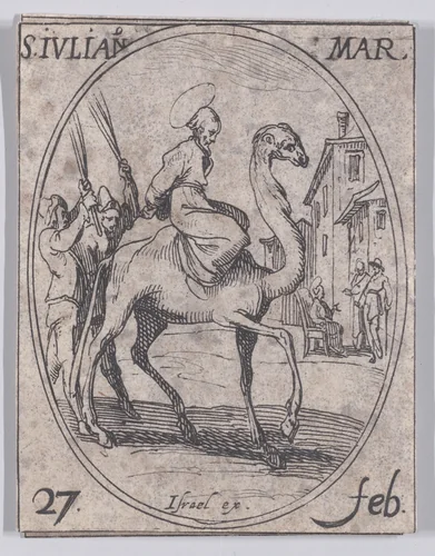 S. Julien, martyr (St. Julian, Martyr), February 27th, from "Les Images De Tous Les Saincts et Saintes de L'Année" (Images of All of the Saints and Religious Events of the Year) by Jacques Callot, print, 1636