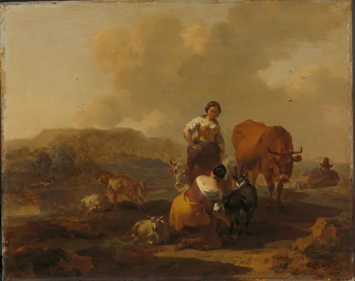 Italian Landscape by Nicolaes Pietersz Berchem, painting, 1655-1683