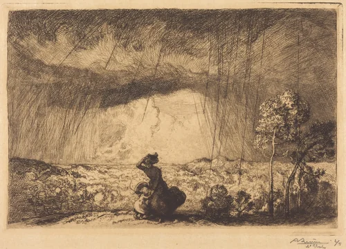 Storm on the Dune, Vendee (L'orage sur la dune, Vendee) by Auguste Lepère, print, 1849-1918