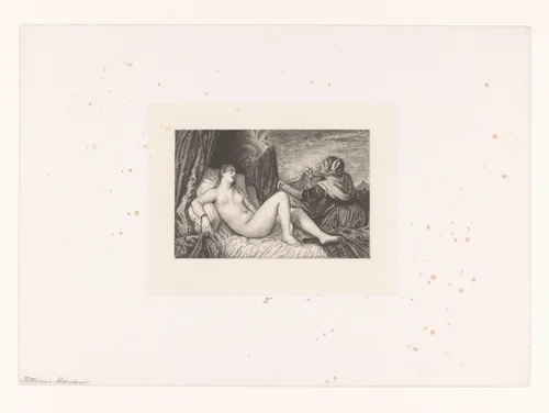Zeus in de gedaante van een gouden regen bezoekt Danaë by Nikolay Semyonovich Mosolov, print, 1857-1914