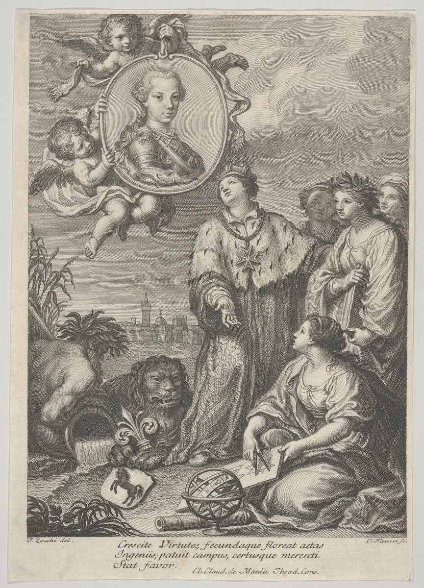 Portrait of the future Holy Roman Emperor Leopold II as the Archduke of Austria and Grand Duke of Tuscany by Carlo Faucci, print, 1755-1765