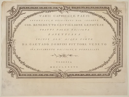 Frontispiece by Giovanni De Pian, portfolio, 1764-1800