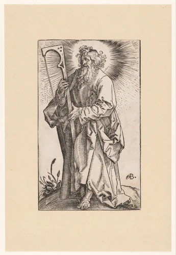 Jakobus de Mindere met hoedenmakersboog by Unknown, print, 1519