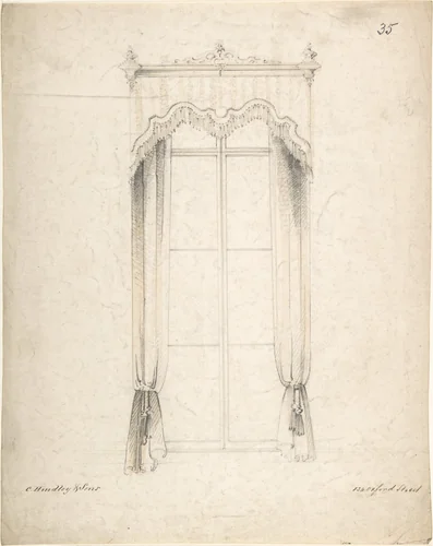 Design for Curtains by Charles Hindley and Sons, drawing, 1841-1884