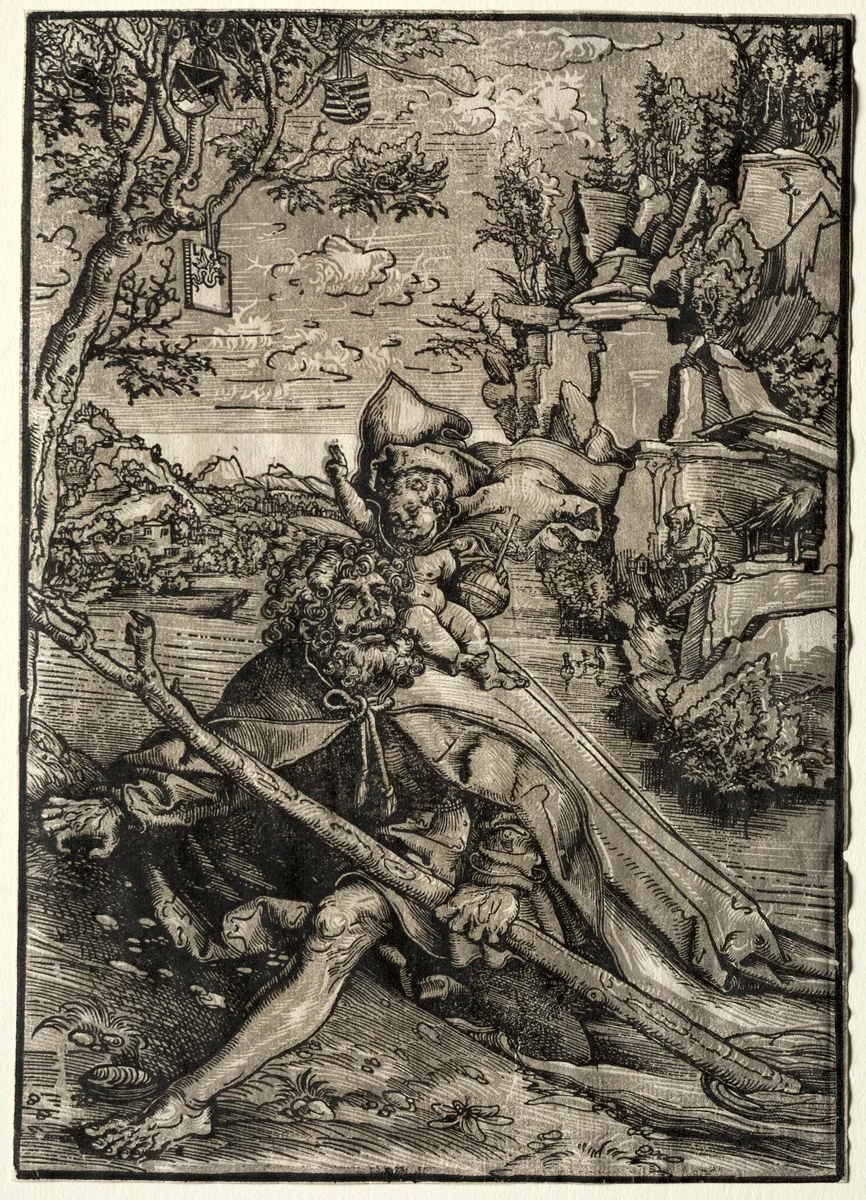 St. Christopher by Lucas Cranach, print, 1504-1514