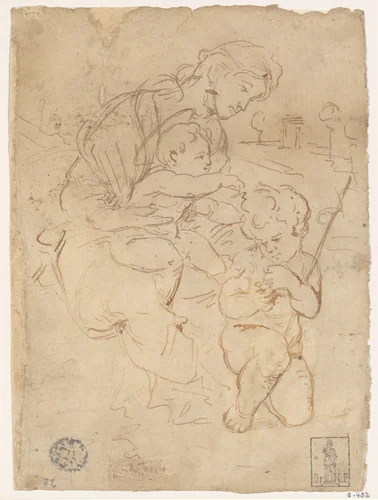 Madonna and Child with the Young Saint John the Baptist by Raphael, drawing, 1770-1835