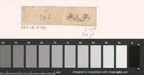 Gevecht tussen drie ruiters, een van hen is van zijn paard geworpen by Daniel Nikolaus Chodowiecki, print, 1769