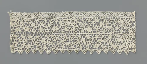 Verdubbelde strook naaldkant met hartvormige rankjes by anonymous, other, 1690-1699