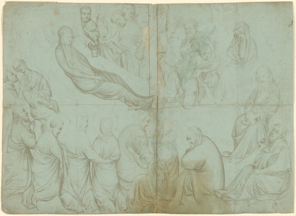 The Death of the Virgin by Netherlandish 14th Century, drawing, 1390