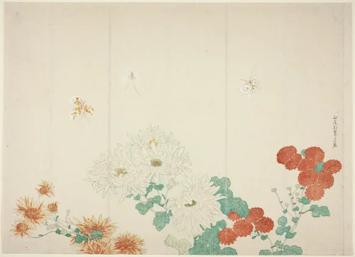 Three Types of Chrysanthemums by Kitao Shigemasa (北尾重政), print, 1785-1795