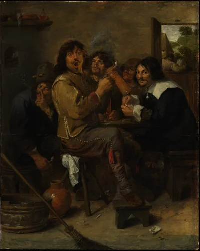 The Smokers by Adriaen Brouwer, painting, 1631-1638