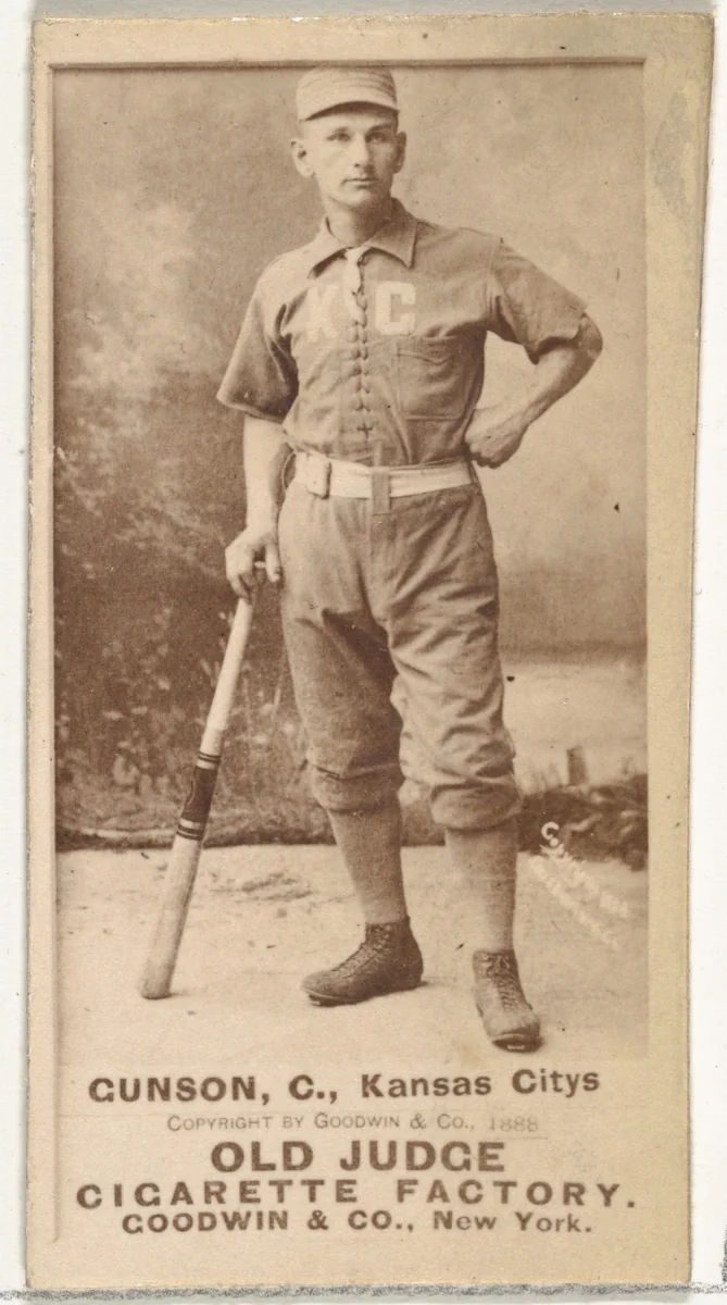 Joseph Brook "Joe" Gunson, Catcher, Kansas City Cowboys, from the Old Judge series (N172) for Old Judge Cigarettes by Goodwin & Company, photograph, 1888