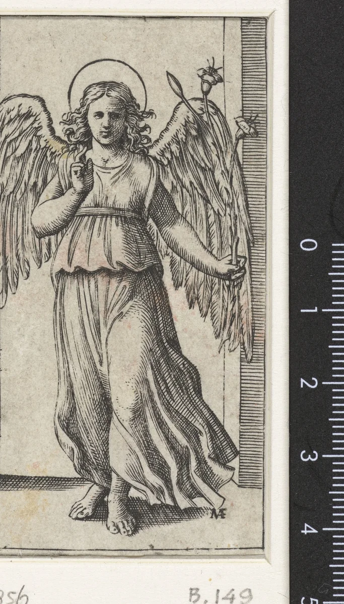 Aartsengel Gabriël met lelie by Unknown, print, 1500-1527