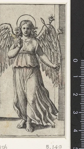 Aartsengel Gabriël met lelie by Unknown, print, 1500-1527