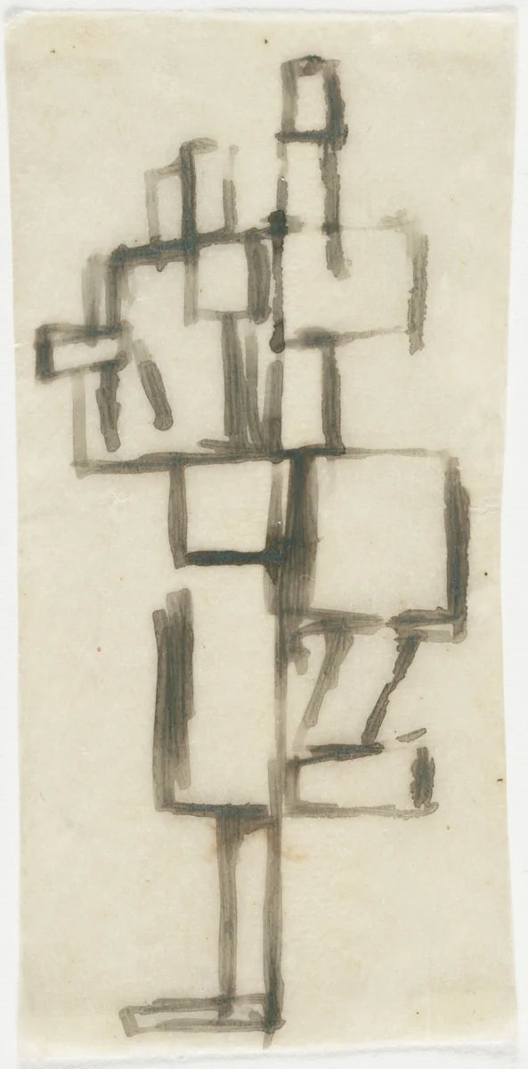 Study for Rhythm of a Russian Dance by Theo van Doesburg, drawing, 1917