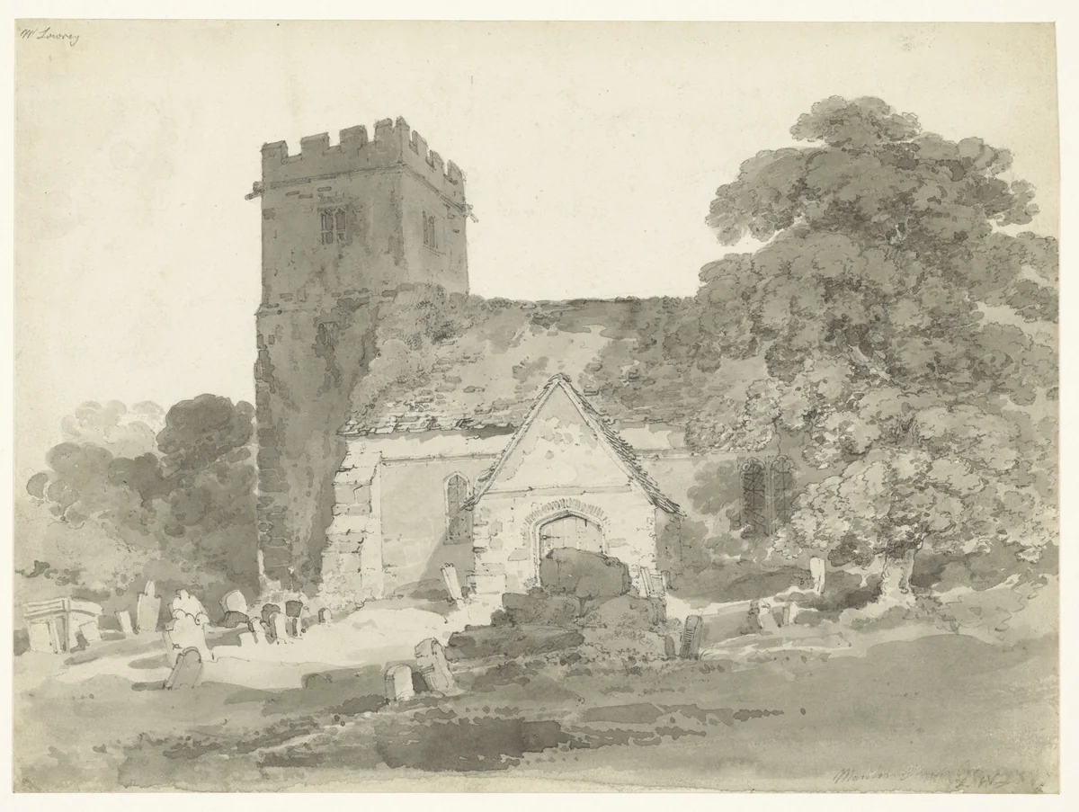 Marston Church te Oxon by Hugh O'Neill, drawing, 1794-1824