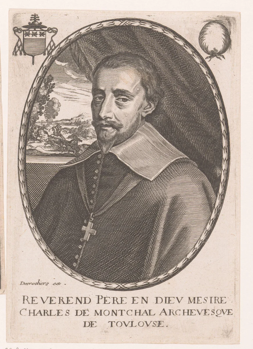 Portret van Charles de Montchal by Balthazar Moncornet, print, 1610-1668