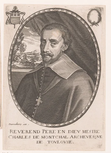 Portret van Charles de Montchal by Balthazar Moncornet, print, 1610-1668