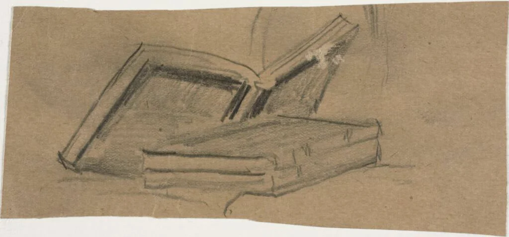 Sketch of Two Books by William Michael Harnett, drawing, 1868-1892