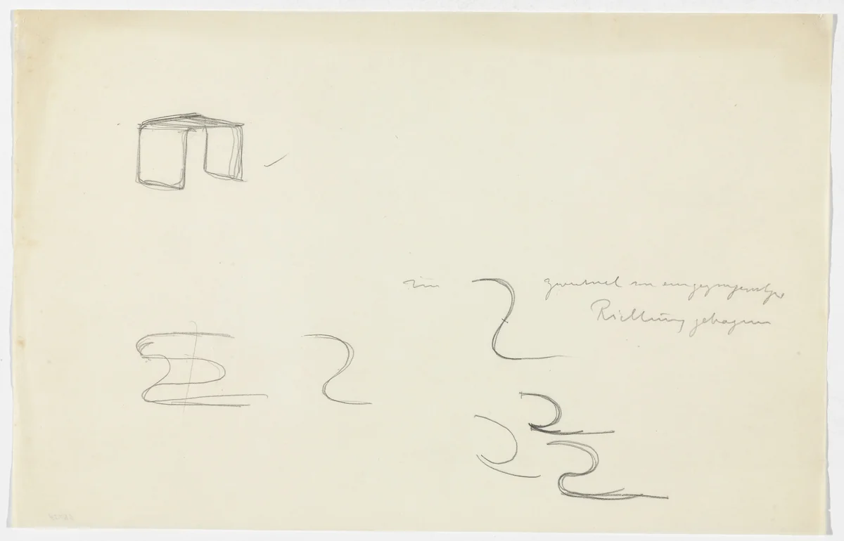 Table. Chair Frame. (Perspective sketch. Six elevation sketches.) by Ludwig Mies van der Rohe, mies van der rohe archive, 1926