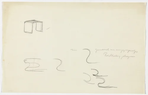 Table. Chair Frame. (Perspective sketch. Six elevation sketches.) by Ludwig Mies van der Rohe, mies van der rohe archive, 1926