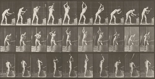 Plate Number 378. Blacksmith, hammering on anvil with two hands by Eadweard Muybridge, photograph, 1887